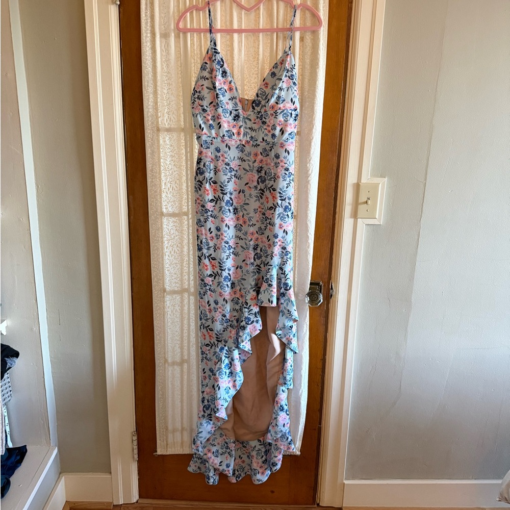 Lovers + Friends Floral High Low Dress - Blue and Pink